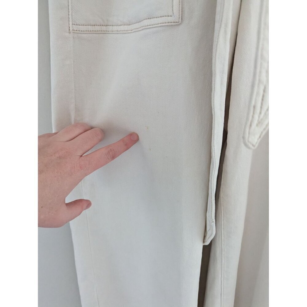 Good American Utility White Denim Belted Short Sleeve Jumpsuit Women's Size 0 - Picture 12 of 12